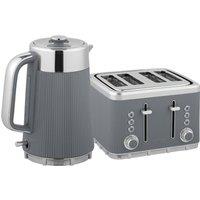 Rolipo Grey Kettle & Toaster Set, 1.7L 3000W & 4 Slice Toaster