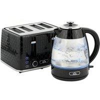 Rolipo HOMCOM Black Kettle & Toaster Set, 1.7L Rapid Boil Kettle