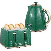 Rolipo Green Kettle & Toaster Set 1.7L 3000W 4 Slice Toaster