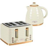 Rolipo Beige Kettle & Toaster Set: 1.7L Jug & 4 Slice Slots