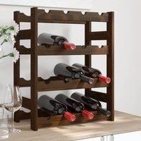 Berkfield Home Wine Rack for 16 Bottles Brown Solid Wood Pine
