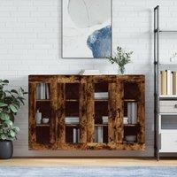 Berkfield Home Wall Mounted Cabinets 2 pcs Smoked Oak Engineered Wood in Brown
