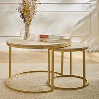 CALICOSY Set Of 2 Round Nesting Coffee Tables, 70 Cm Long - LENNY in Cream | Size: 2 Person