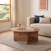 CALICOSY Coffee Table With Rounded Top, 90 Cm Long - SOLEIL in Light Oak
