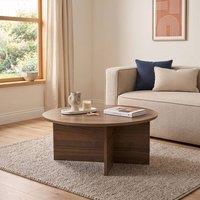 CALICOSY Coffee Table With Rounded Top, 90 Cm Long - SUN in Walnut