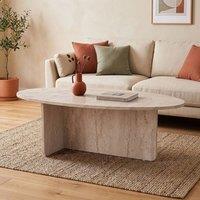 CALICOSY Coffee Table With Oval Top, 120 Cm Long - ANNA in Cream