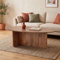 CALICOSY Coffee Table With Oval Top, 120 Cm Long - ANNA in Light Oak
