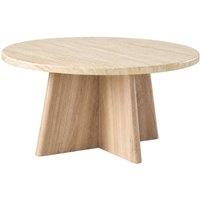 CALICOSY Round coffee table with travertine-effect top, 80 cm diameter - AGATE in Cream