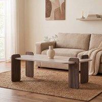 CALICOSY Rectangular Coffee Table With Rounded Edges, 120 Cm Long, ELIA in Walnut