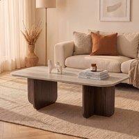 CALICOSY Rectangular Coffee Table With Rounded-Edge Top, 120 Cm Long - BECAJ in Walnut