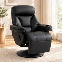 STILVORA Recliner Armchair with Footrest & Cup Holder in Black