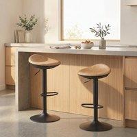 STILVORA Set of 2 Bar Stools with Swivel & Footrest in Brown