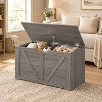 STILVORA Storage Box with Safety Hinge & Seat Top in Grey