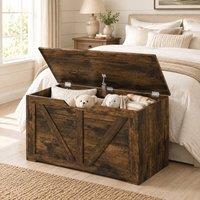 STILVORA Storage Chest with Safety Hinge & Seat Top, Rustic Brown
