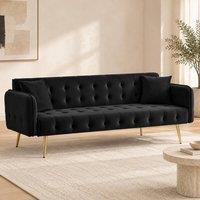 STILVORA 2-Seater Sofa Bed with Adjustable Backrests & Armrests in Black