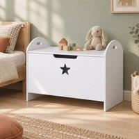 STILVORA Toy Box Storage with Lid & Handles in White