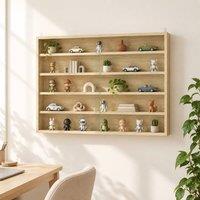 STILVORA Wall Display Shelf Unit Cabinet with Glass Doors in Light Oak