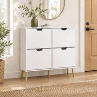 STILVORA Shoe Cabinet with Four Flip Drawers & Adjustable Shelves in White