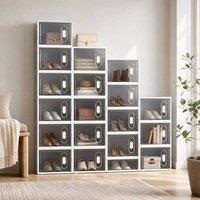STILVORA Stackable Shoe Storage Box with Magnetic Door in Clear