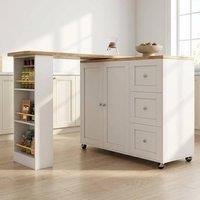 STILVORA White Rotating Storage Cabinet with Castors & Drawers