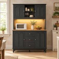 STILVORA Kitchen Cabinet with LED Lighting in Black