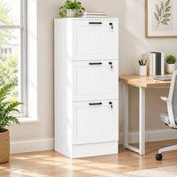 STILVORA 3 Drawer Filing Cabinet with Lock in White