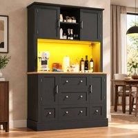 STILVORA Kitchen Cabinet with Drawers & LED, Black