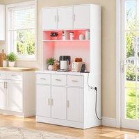 STILVORA Storage Cabinet with Drawers, Doors & LED Lighting in White