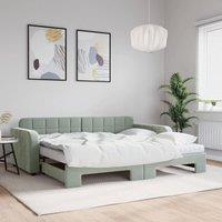 Berkfield Home Daybed with Trundle & Mattresses Light Grey 90x190 cm Velvet