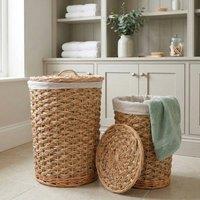 Madison & Mayfair Set of 2 Water Hyacinth Laundry Baskets in Natural | Size: Medium