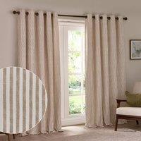 Yard Hebden Striped 100% Cotton Blackout Eyelet Curtain Pair in Natural | Size: 229 cm width x 137 cm drop