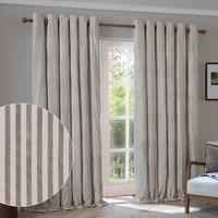 Yard Hebden Striped 100% Cotton Blackout Eyelet Curtain Pair in Light Brown | Size: 229 cm width x 183 cm drop
