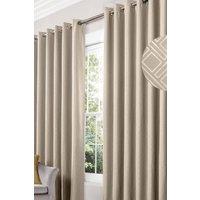 Alan Symonds Diamond Blackout Eyelet Curtains Thermal Lined Ready Made Curtains in Cream | Size: 168 cm width x 183 cm drop