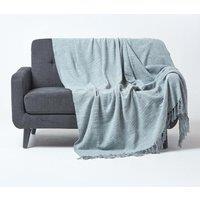 Homescapes Nirvana Slub Cotton Throw in Grey | Size: 225 cm x 255 cm