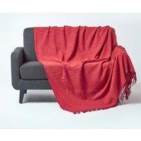 Homescapes Nirvana Slub Cotton Throw in Orange | Size: 255 cm x 360 cm