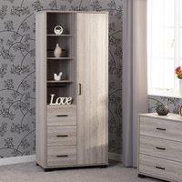 Seconique Oliver 1 Door 3 Drawer Open Shelf Wardrobe in Light Oak