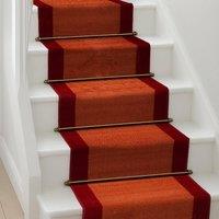 Bravich LTD Bordered Traditional Hallway Runner Rug Non Slip Low Pile in Terracotta | Size: 60 cm x 540 cm