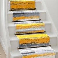 Bravich LTD Abstract Lines Hallway Runner Rug Non Slip Low Pile Hall Carpet in Mustard | Size: 60 cm x 720 cm