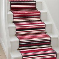 Bravich LTD Two Tone Striped Hallway Runner Rug Non Slip Low Pile in Red | Size: 60 cm x 810 cm