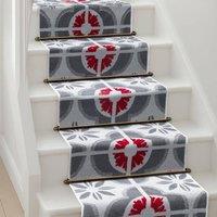 Bravich LTD Floral Tile Hallway Runner Rug Non Slip Low Pile Hall Carpet in Red | Size: 60 cm x 540 cm