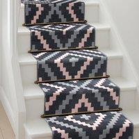 Bravich LTD Modern Geometric Tile Hallway Runner Rug Non Slip Low Pile in Pink | Size: 60 cm x 540 cm