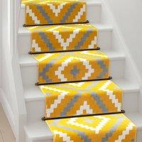 Bravich LTD Modern Geometric Tile Hallway Runner Rug Non Slip Low Pile in Yellow | Size: 60 cm x 810 cm
