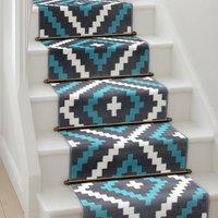Bravich LTD Modern Geometric Tile Hallway Runner Rug Non Slip Low Pile in Teal | Size: 60 cm x 600 cm