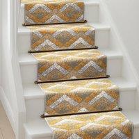 Bravich LTD Modern Zigzag Hallway Runner Rug Non Slip Low Pile Hall Carpet in Mustard | Size: 60 cm x 900 cm