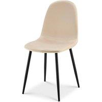 Bravich LTD Ron Velvet Dining Chair Upholstered Padded Kitchen Chair Metal Legs in Ivory | Size: 2 Pack