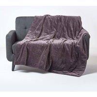 Homescapes Velvet Quilted Throw 100% Cotton, Soft & Luxurious Blanket in Dark Grey | Size: 150 cm x 200 cm