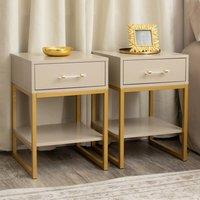 Melody Maison Pair Of One Drawer Bedside Tables - Liana Taupe Range in Grey