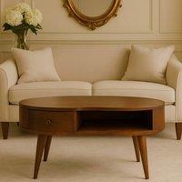 Matteo Solid Mango Wood Coffee Table - Chestnut Finish - Nordic in Dark Brown