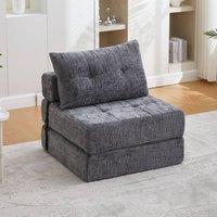 Matteo Convertible Folding Sofa Bed - Tufted Chenille - Sleeper Chair in Grey