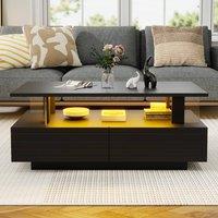 Matteo Modern LED Coffee Table with Drawers - Black - Coffee Table